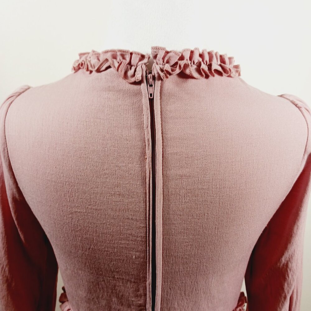 Mi Ami, Pink, Mini, Coquette Dress, Size Small. Ruffled A-line, Deep V Neckline - Picture 5 of 16